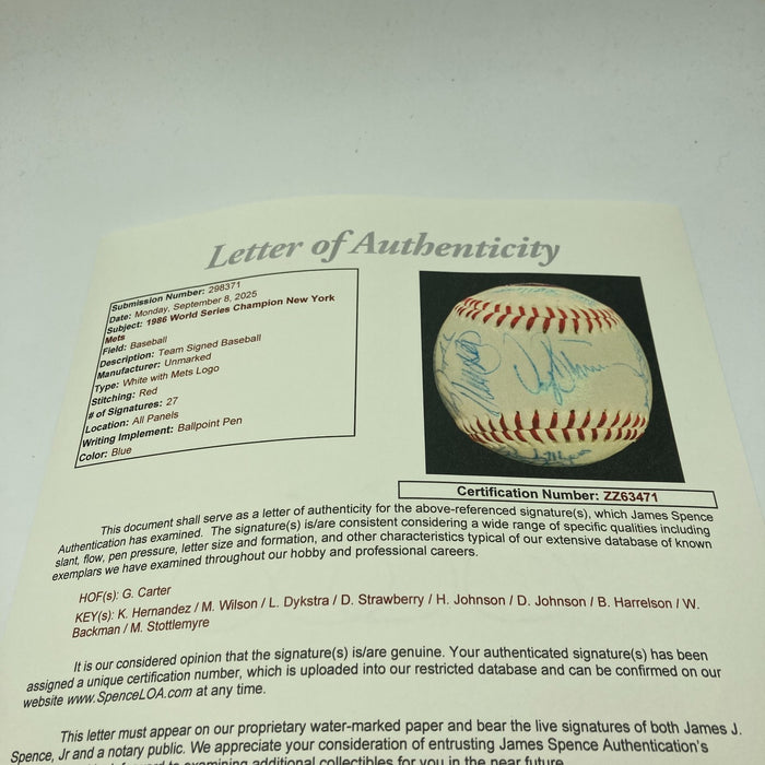 Vintage 1986 New York Mets World Series Champs Team Signed Baseball JSA COA