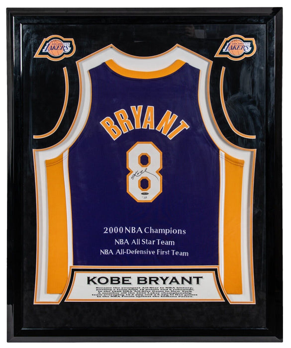 Kobe Bryant Signed 2000 NBA Champions Jersey UDA Upper Deck COA Framed