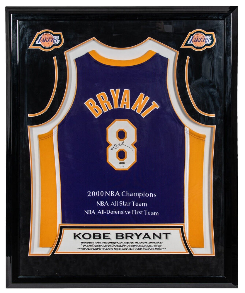 Kobe Bryant Signed 2000 NBA Champions Jersey UDA Upper Deck COA Framed