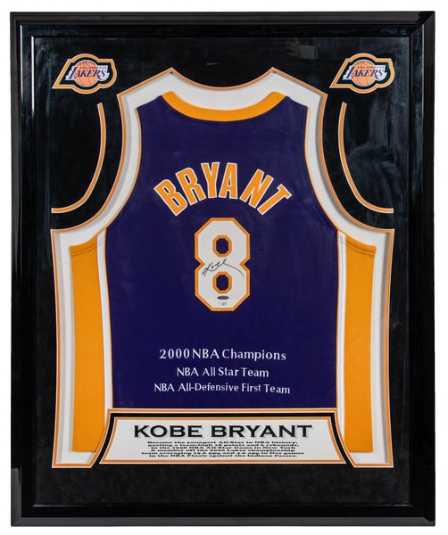 Kobe Bryant Signed 2000 NBA Champions Jersey UDA Upper Deck COA Framed