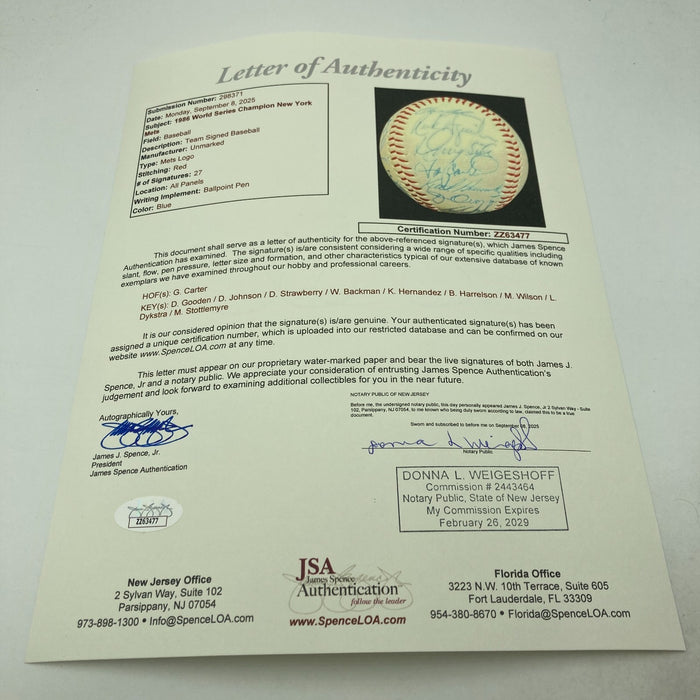 Vintage 1986 New York Mets World Series Champs Team Signed Baseball JSA COA