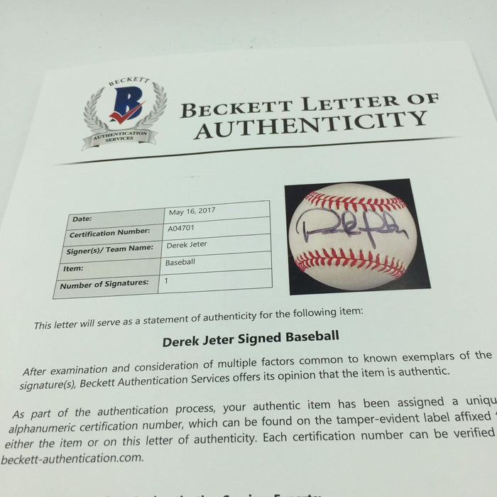 1993 Derek Jeter Pre Rookie Signed American League Baseball Beckett COA