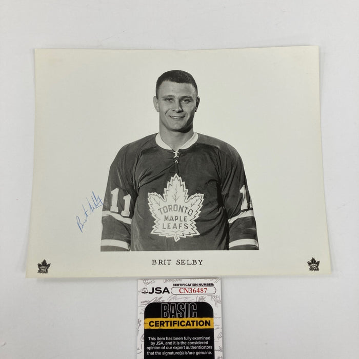 Brit Selby Signed 1960's Toronto Maple Leafs Team Issued Photo JSA COA