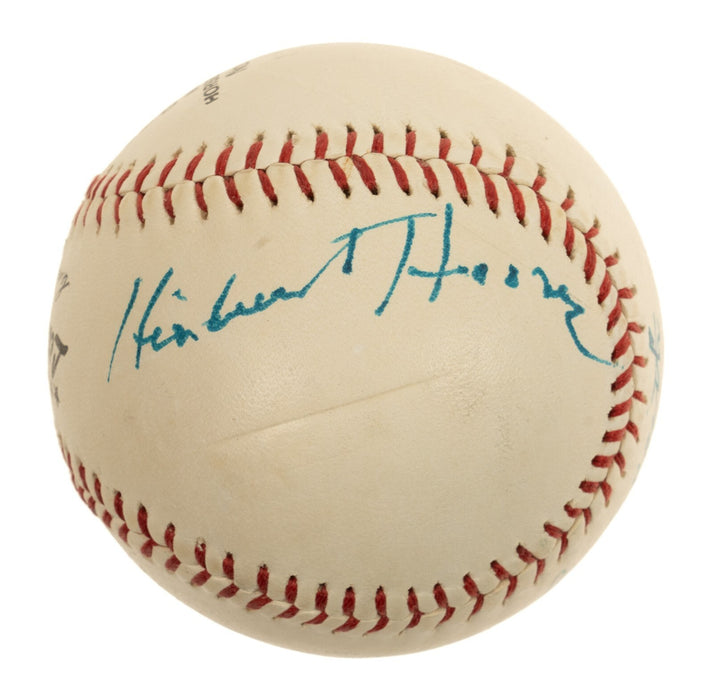 The Finest President Herbert Hoover Signed Baseball PSA DNA Graded MINT 9