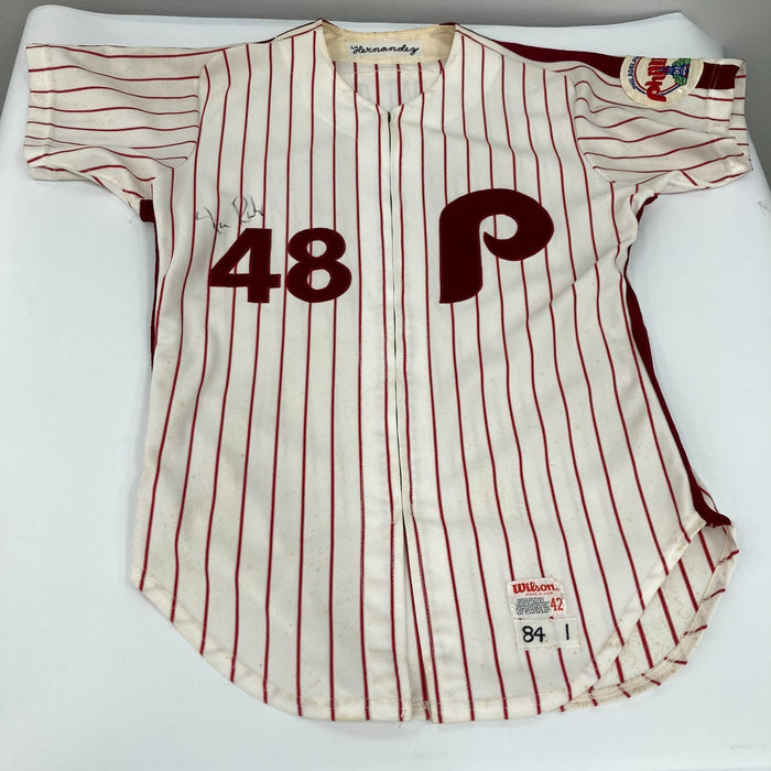 Willie Hernandez Shane Rawley Game Used Philadelphia Phillies Jersey MEARS A10