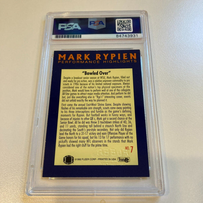 Rare 1992 Fleer Mark Rypien RC Signed Promo Card With Fleer Stamp PSA DNA
