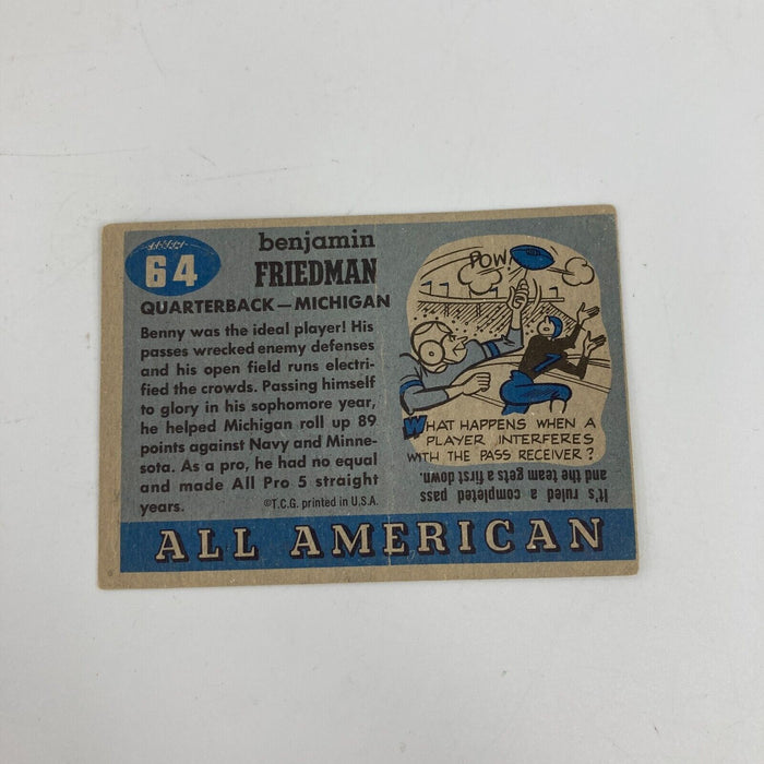 1955 Topps All-American Football #64 Benny Friedman Signed RC Rookie Auto JSA