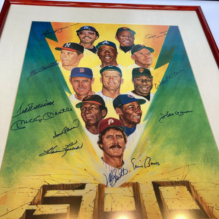 Beautiful 500 Home Run Club Signed Large Photo Mickey Mantle Ted Williams PSA