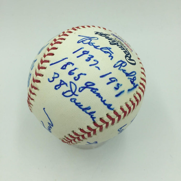 Bobby Doerr Full Name Signed Heavily Career Stat Baseball PSA