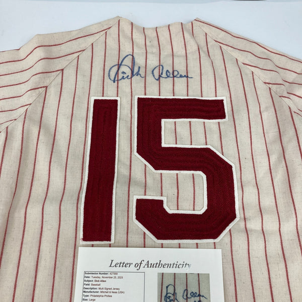 Dick Richie Allen Twice Signed Philadelphia Phillies Mitchell & Ness Jersey JSA