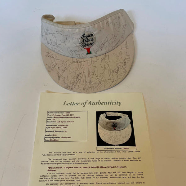 Rare Payne Stewart PGA Golf Greats Multi Signed Hat Visor 30+ Sigs With JSA COA