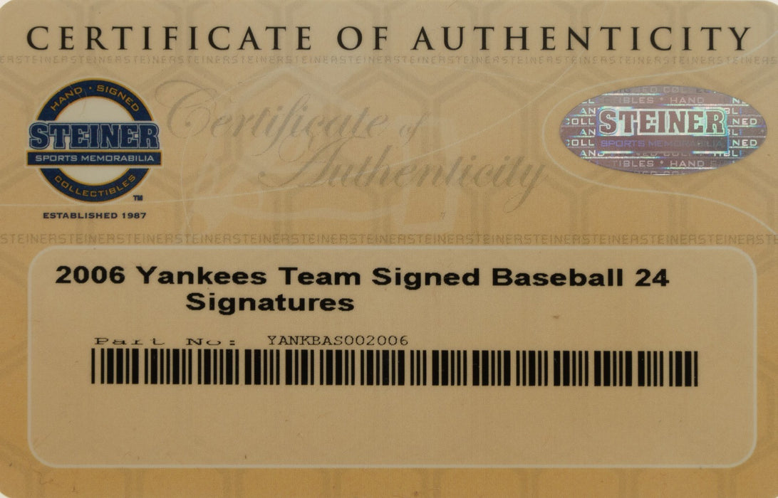2006 NY Yankees Team Signed Baseball Derek Jeter Rivera Arod Steiner COA
