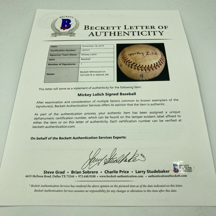 Mickey Lolich Signed Career Win No. 61 Final Out Game Used Baseball Beckett COA
