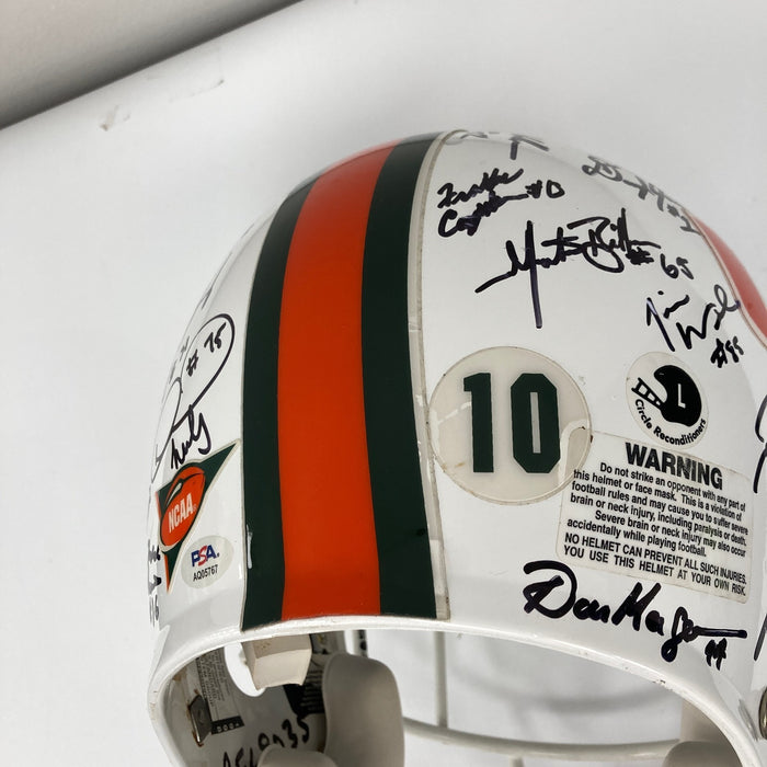 1998 Miami Hurricane Team Signed Game Issued Helmet 41 Sigs PSA DNA COA