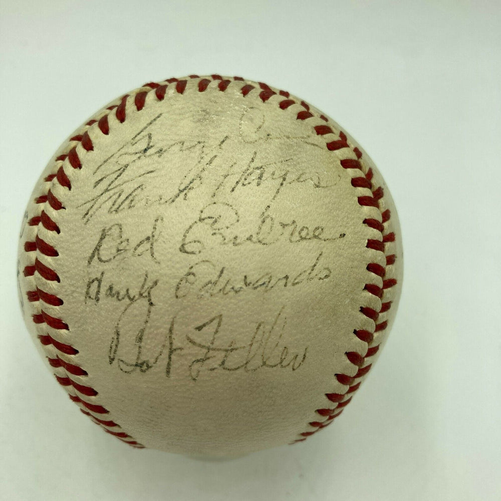 1946 Cleveland Indians Team Signed American League Baseball Bob Feller JSA COA