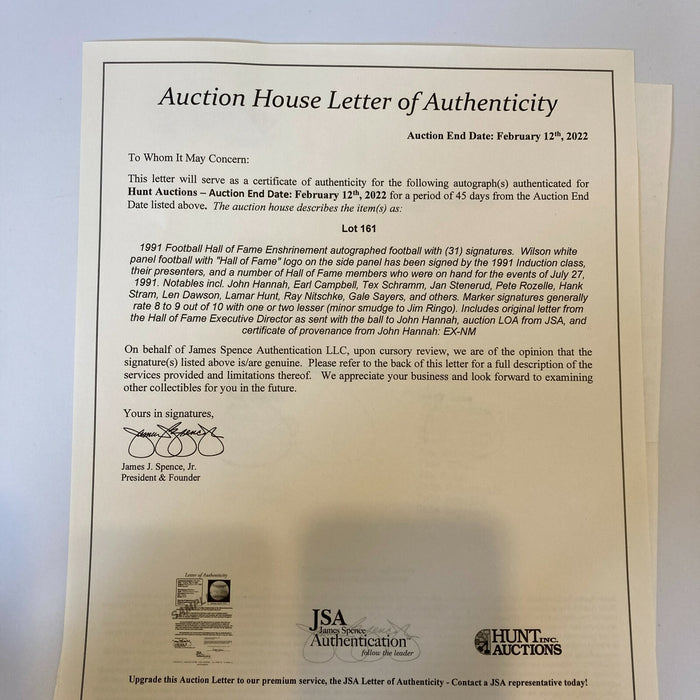 1991 Football Hall of Fame Enshrinement Signed Football 31 Sigs JSA COA