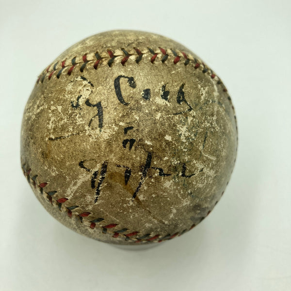Ty Cobb 1922 Single Signed Game Used American League Baseball JSA COA RARE