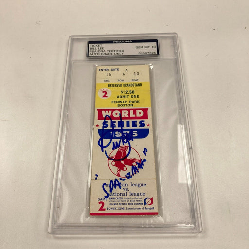 Bill Lee "Spaceman" Signed 1975 World Series Game 2 Ticket PSA DNA GEM MINT 10