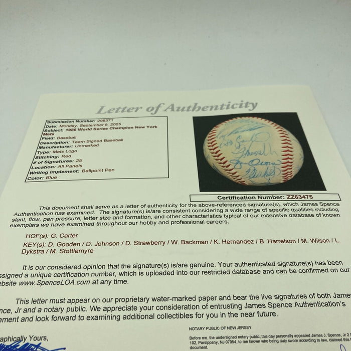 Vintage 1986 New York Mets World Series Champs Team Signed Baseball JSA COA