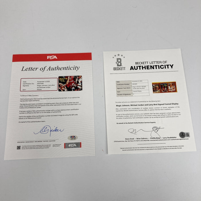 Michael Jordan, Larry Bird & Magic Johnson Signed Sports Illustrated Covers PSA