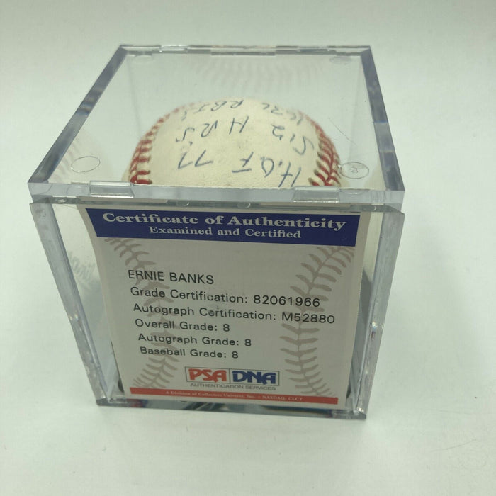 Ernie Banks Signed Autographed Heavily Inscribed STAT Baseball PSA DNA COA