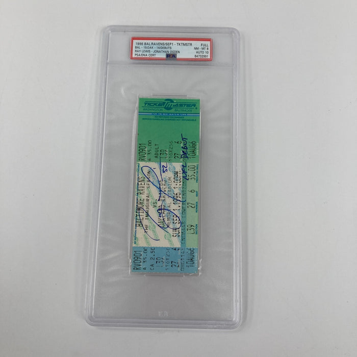 Ray Lewis Signed NFL Debut Full Ticket PSA DNA Auto 10 GEM MINT