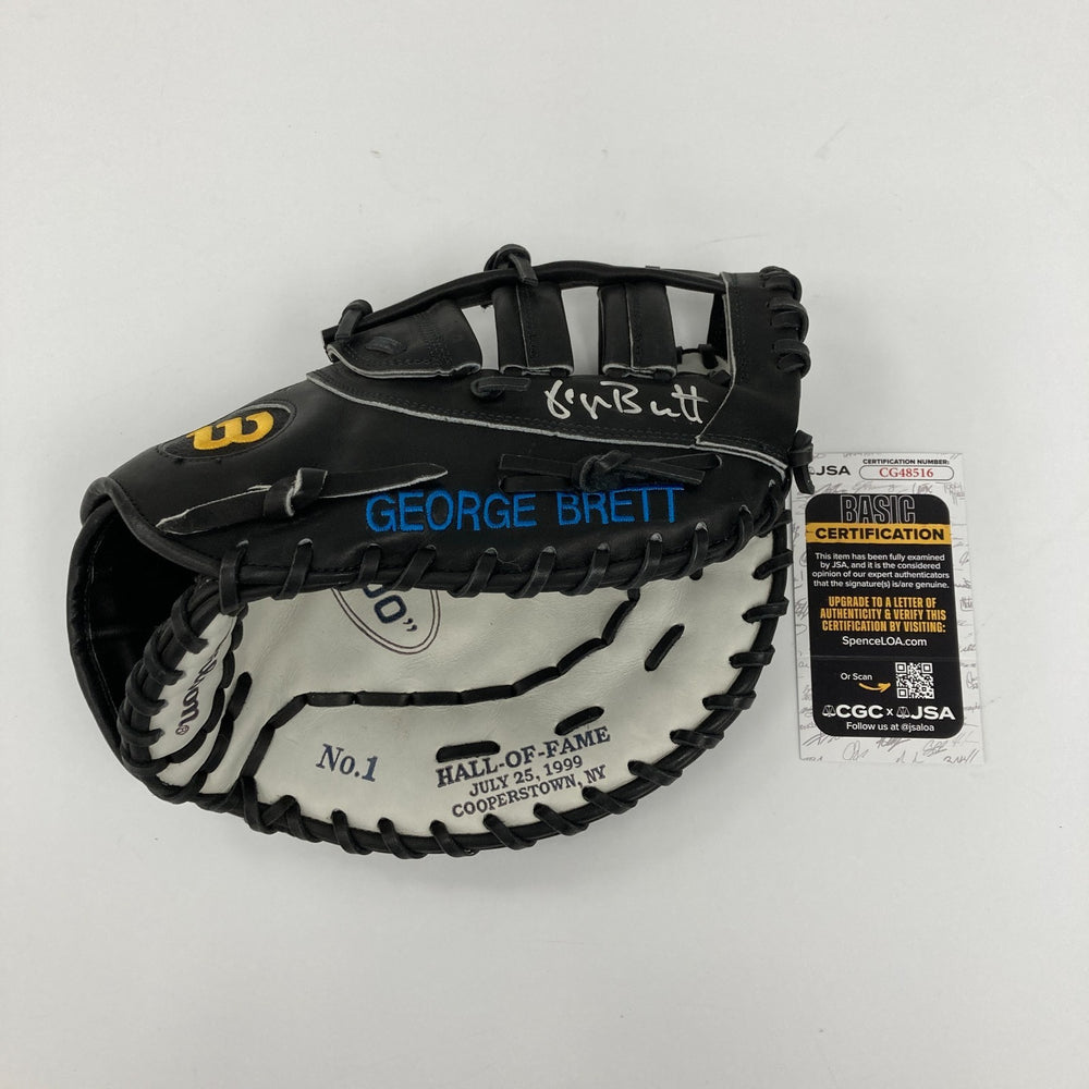 Rare George Brett Signed 1999 Hall Of Fame Induction Baseball Glove JSA COA