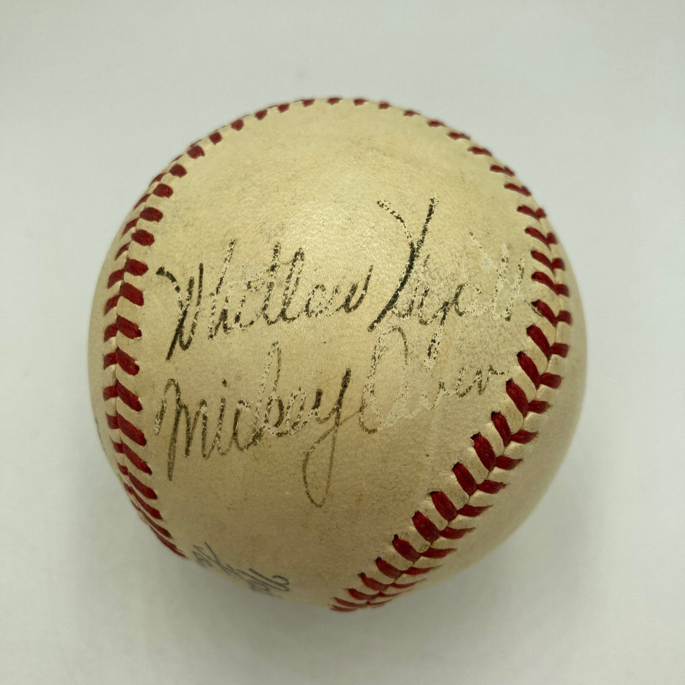 Mickey Owen & Whit Wyatt Signed 1940's NL Frick Baseball JSA Brooklyn Dodgers