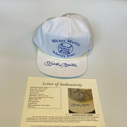 Mickey Mantle Signed Vintage 1989 Fantasy Camp Baseball Hat JSA COA