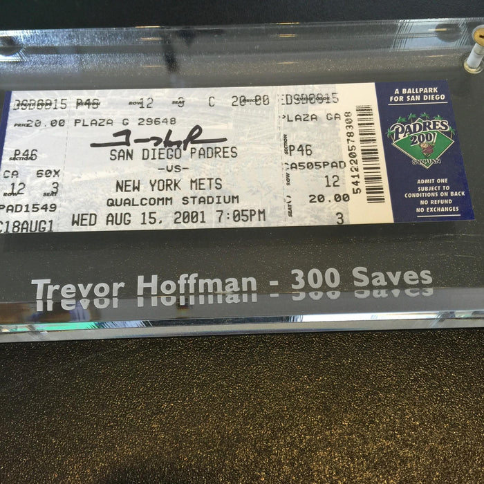 Rare Trevor Hoffman Signed 300th Save Ticket August 15, 2001 With JSA COA