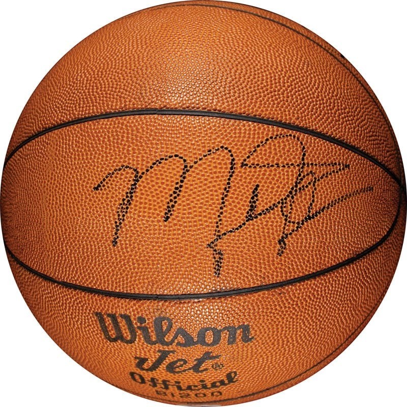 Beautiful Michael Jordan Magic Johnson 1991 All Star Game Signed Basketball PSA