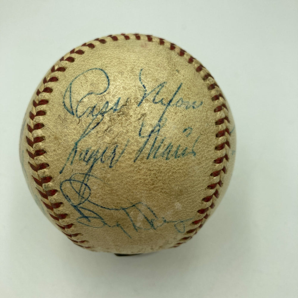 Roger Maris Rookie 1957 Cleveland Indians Team Signed AL Baseball KSA COA