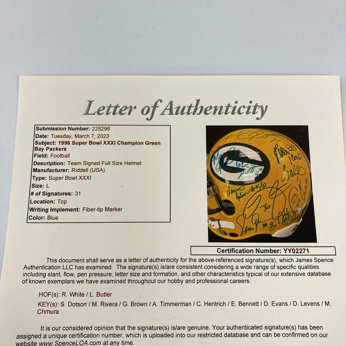 1996 Green Bay Packers Super Bowl Champs Team Signed Full Size Helmet JSA COA