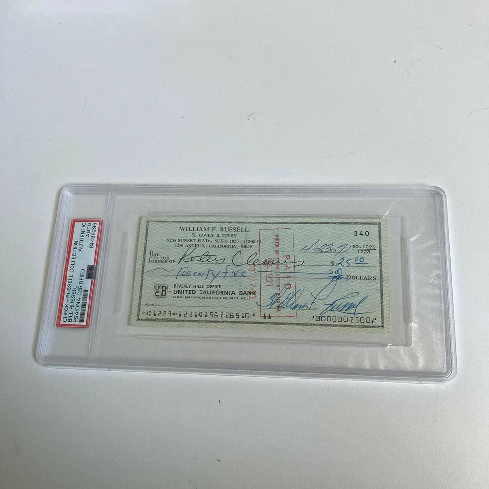 Bill Russell Signed Autographed Bank Check PSA DNA Boston Celtics HOF Legend