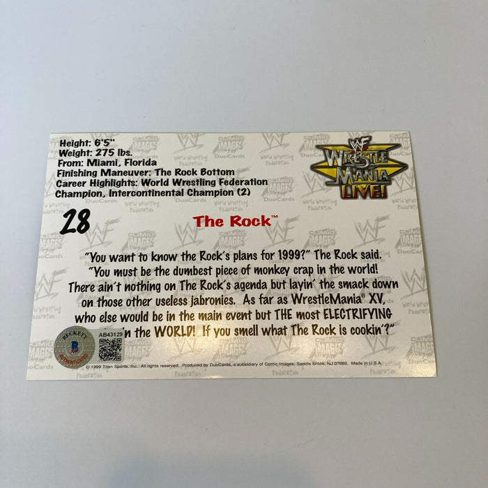 Dwayne The Rock Johnson Signed 4x6 WWF Wrestling Card Beckett COA