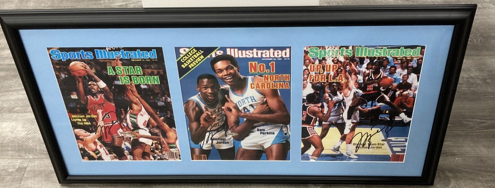 Michael Jordan (3) Signed First Sports Illustrated Covers Display PSA DNA & UDA