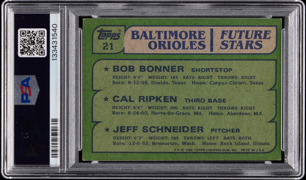 1982 Topps #21 Cal Ripken Jr. Period Signed Rookie RC PSA Authentic