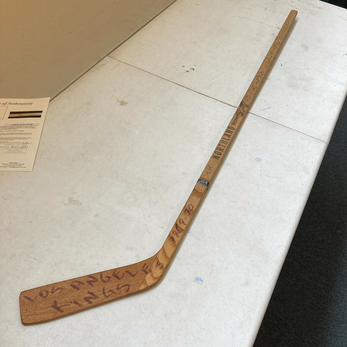 1969–70 Los Angeles Kings Team Signed Vintage Northland Hockey Stick JSA COA