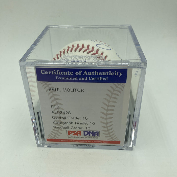 Paul Molitor Signed Official Major League STAT Baseball PSA DNA GEM MINT 10