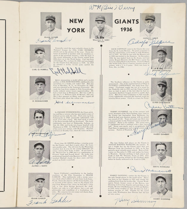 1936 New York Yankees Team Signed World Series Program 51 Sigs Lou Gehrig PSA