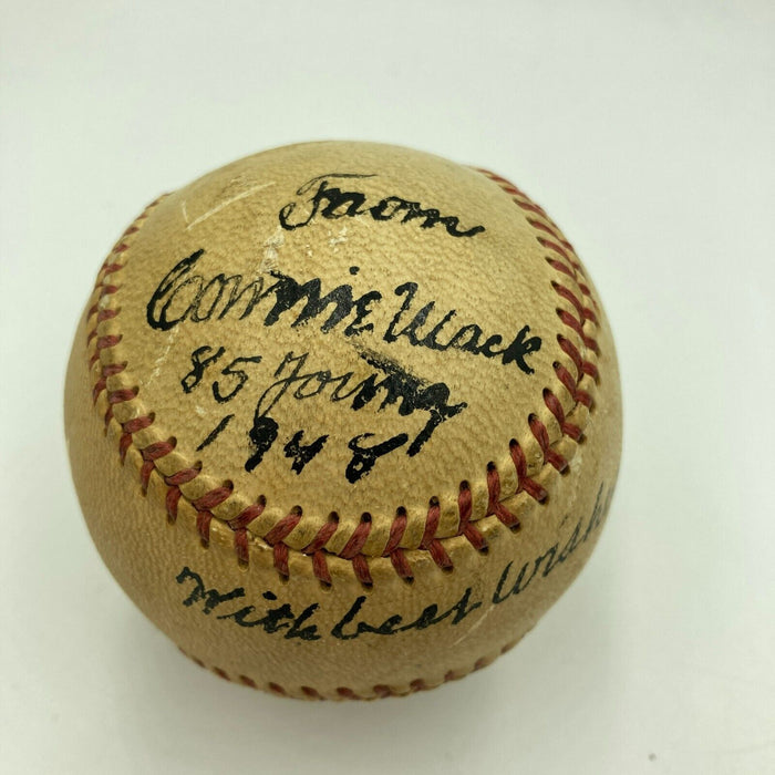 Connie Mack "85 Years Young 1948" Single Signed Baseball JSA COA