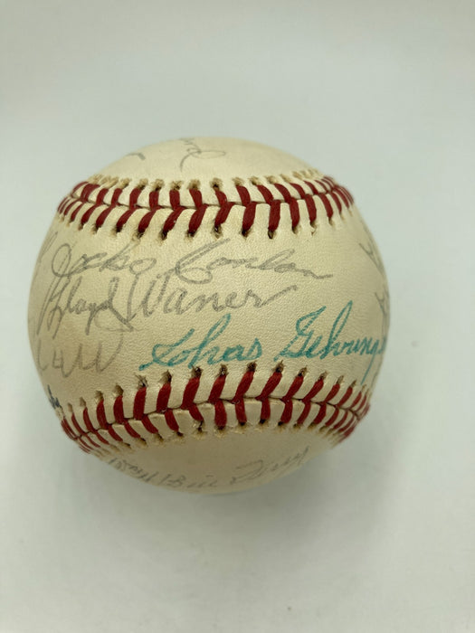 1976 HOF Induction Signed Baseball Lloyd Waner Stan Coveleski Rube Marquard JSA