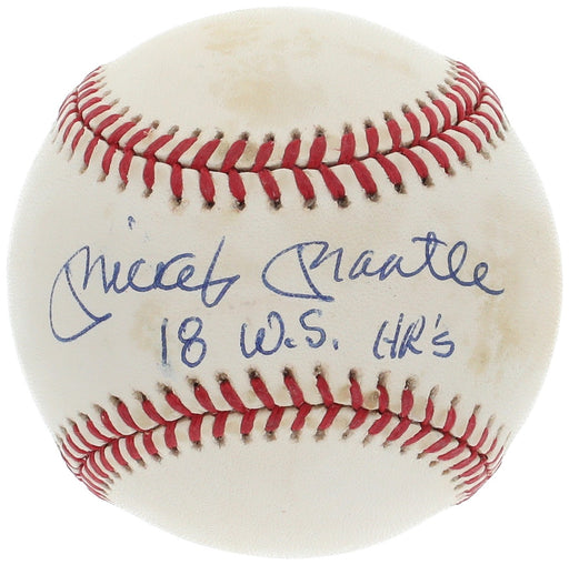 Mickey Mantle "18 World Series Home Runs" Signed Inscribed Baseball PSA DNA RARE