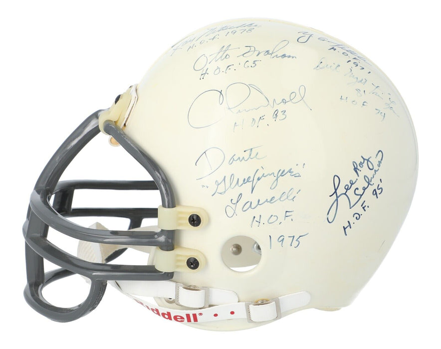 NFL Hall Of Fame Multi Signed Helmet 22 Sigs Ray Nitschke Otto Graham Beckett