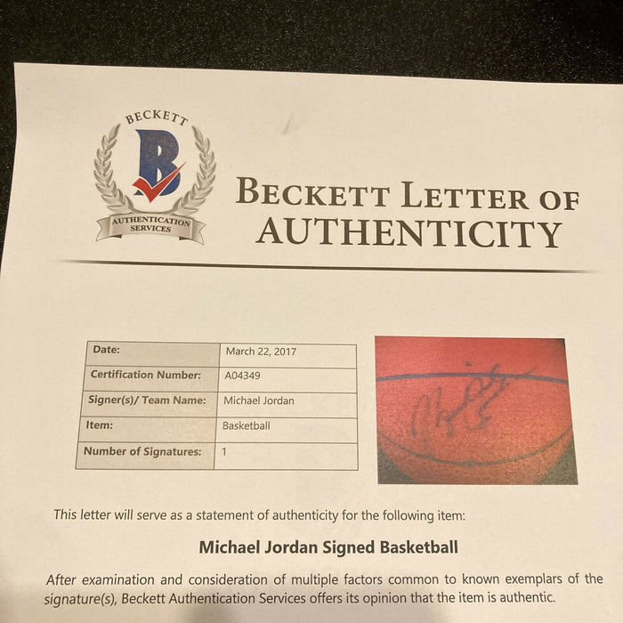 Michael Jordan 1984 Rookie Signed Chicago Bulls Basketball With Beckett COA
