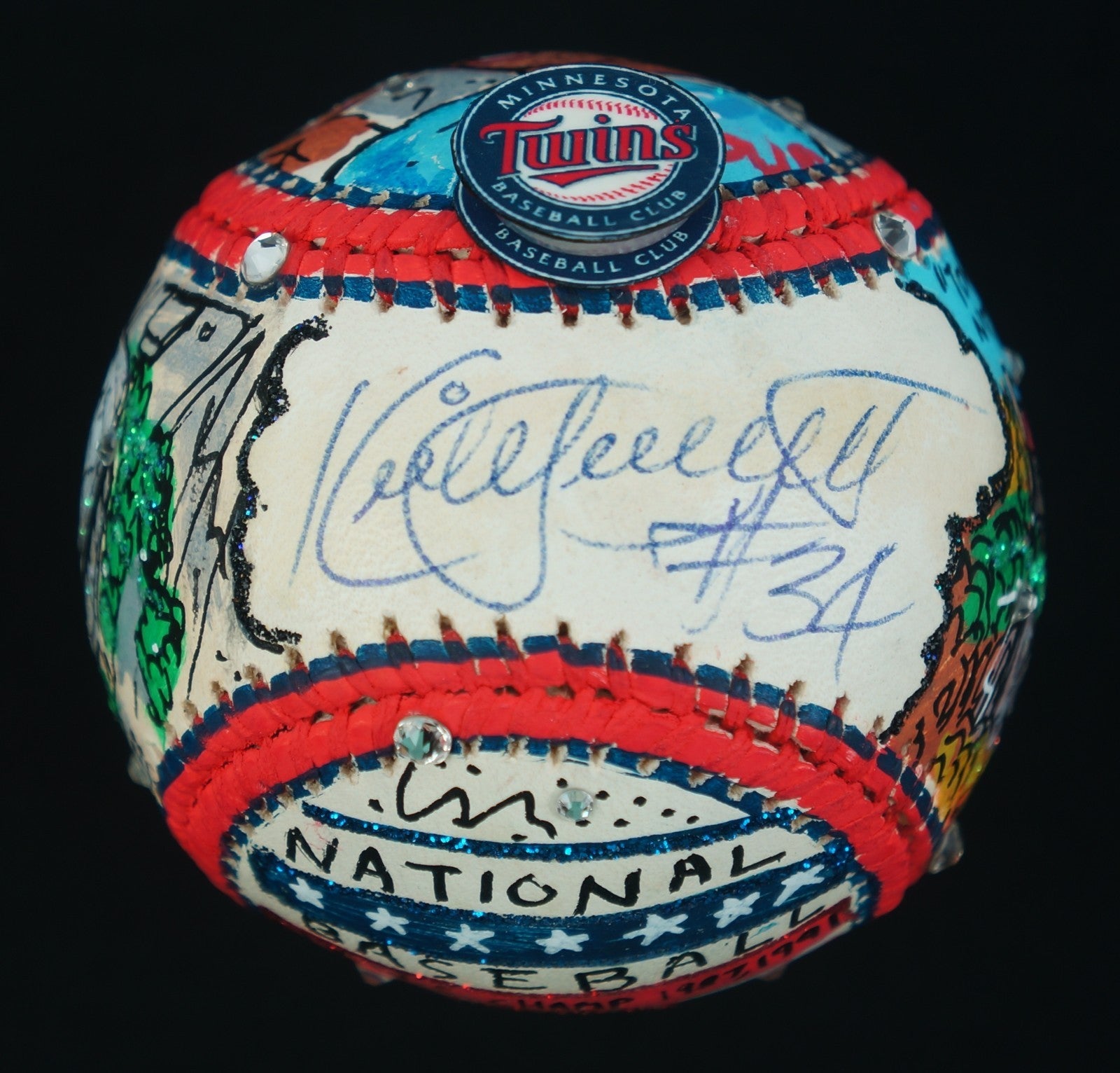 Kirby Puckett Signed Charles Fazzino Hand Painted Pop Art Baseball JSA COA 1/1