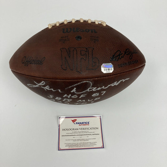 Len Dawson HOF 87 SB MVP Signed Heavily Inscribed STAT Football Fanatics COA
