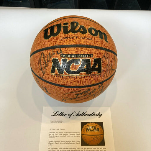 2007-08 NCAA Champions Kansas Jayhawks Team Signed Game Basketball PSA DNA COA