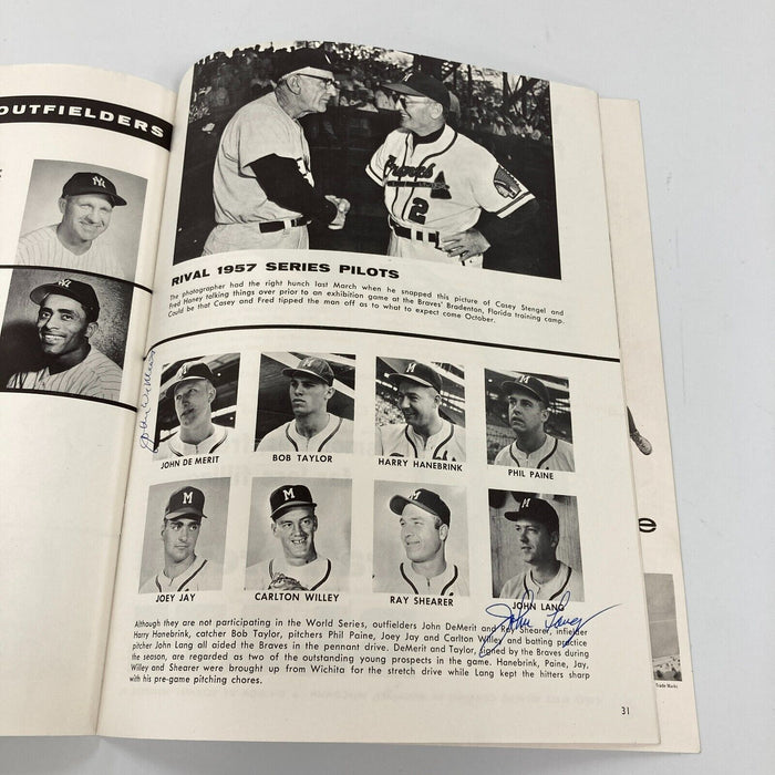 The Finest 1957 Milwaukee Braves World Series Champs Team Signed Program JSA COA