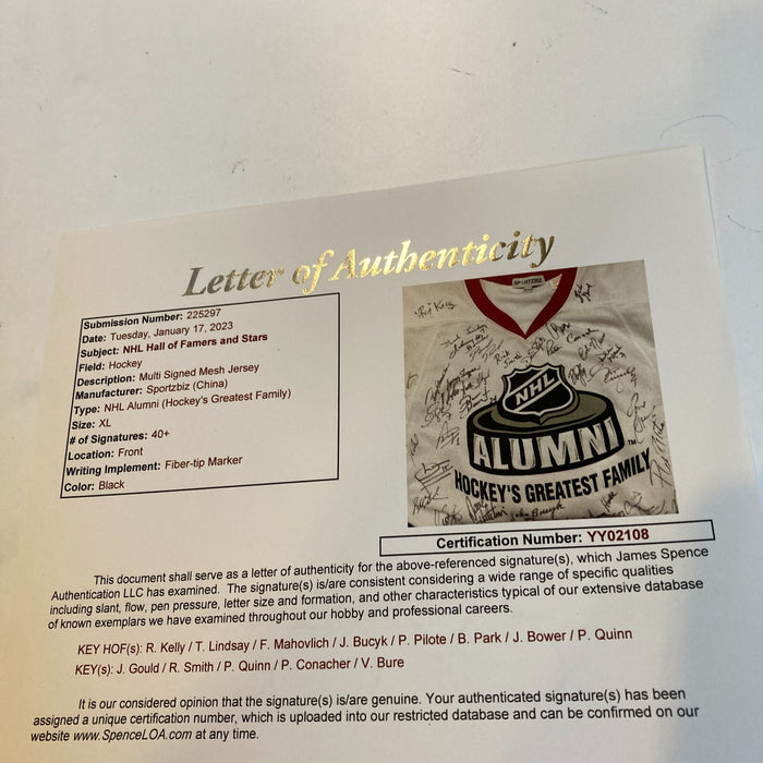 NHL Alumni Hall Of Fame Multi Signed Hockey Jersey 56 Signatures JSA COA